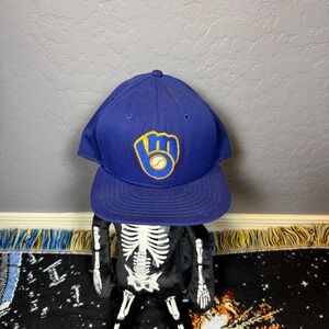 Vintage Roman Pro Milwaukee Brewers Hat MLB Fitted 7 1/4 Blue Glove Logo USA